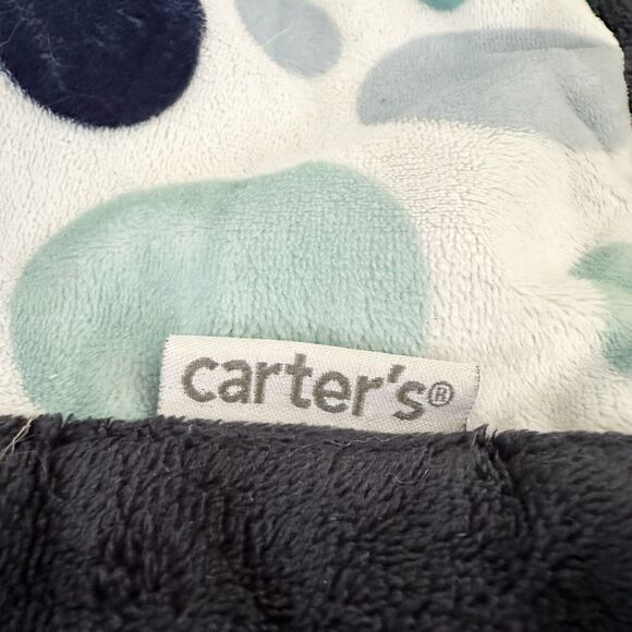 Carter's Baby Whale Lovey Security Blanket Navy Blue Trim Polka Dots Plush Toy - Picture 3 of 7